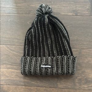 Supreme Black and Gray Knit Beanie